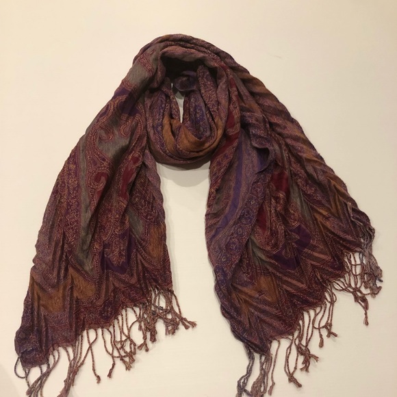Fringed paisley scarf purple and magenta |‎ one size - Picture 7 of 7